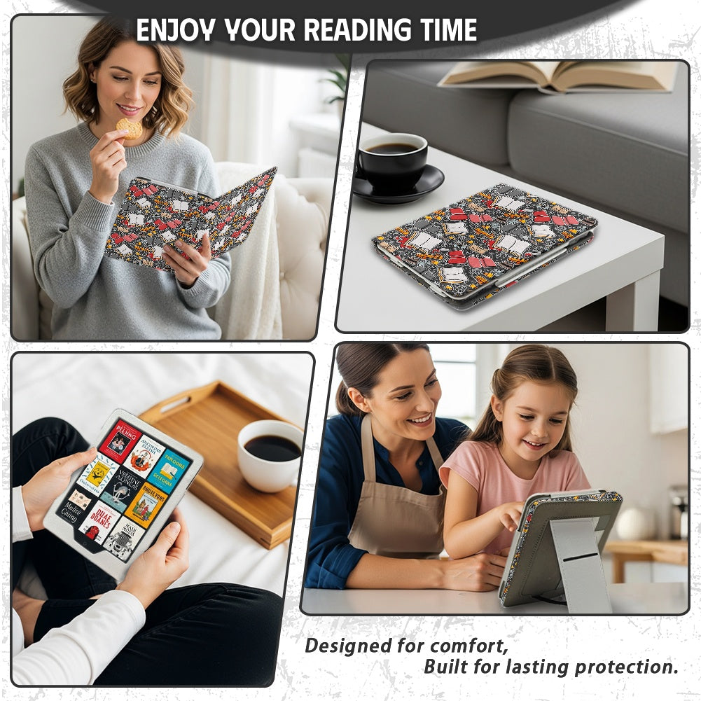 Cartoon crime scene thriller reader PU cover for Kindle 11th 12th gen and coloursoft