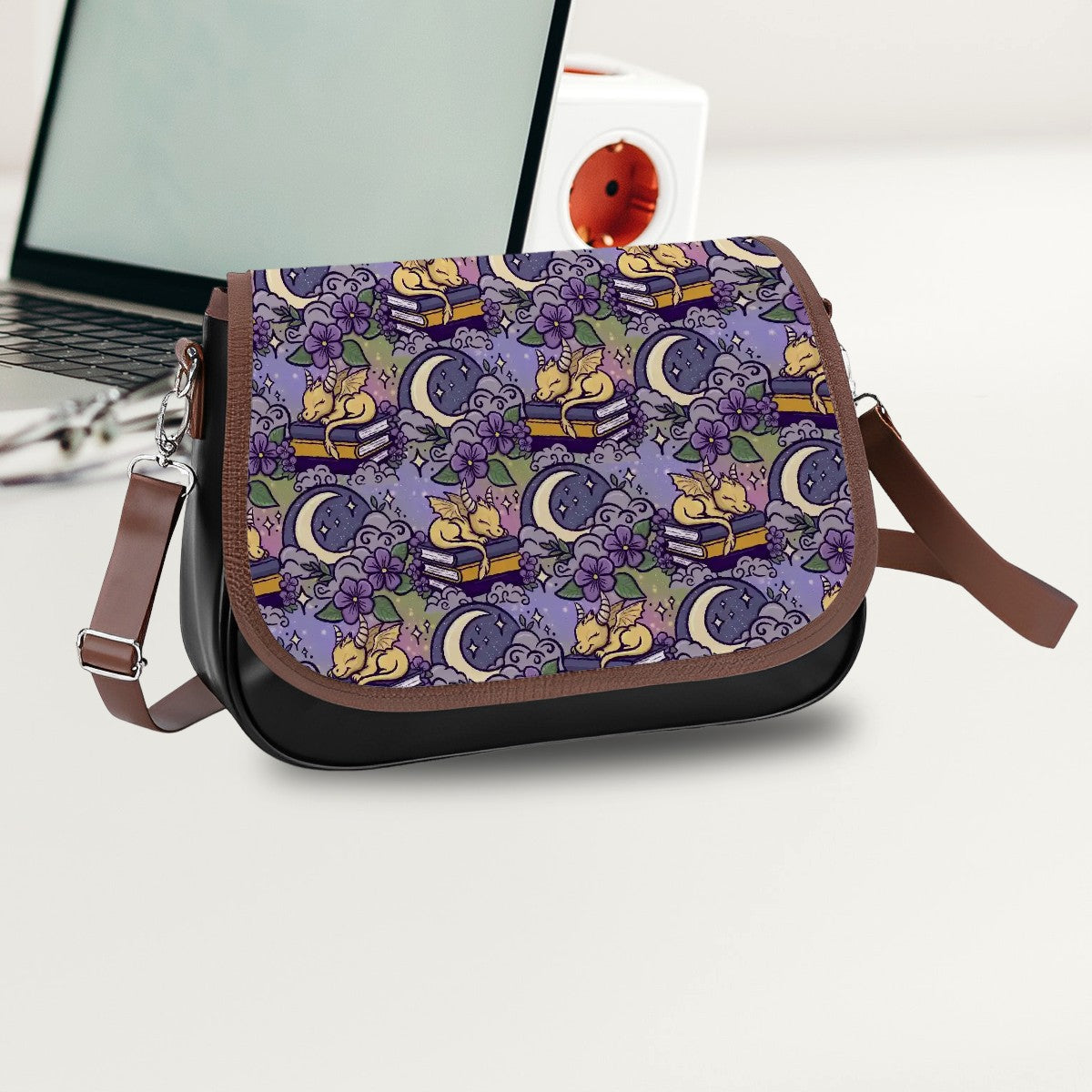 Sleeping gold book dragons bookish satchel handbag