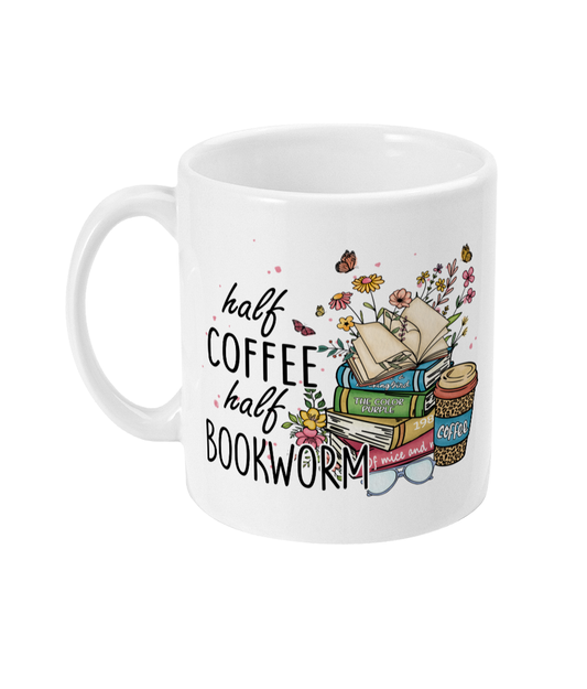 11oz bookish Mug half coffee half bookworm