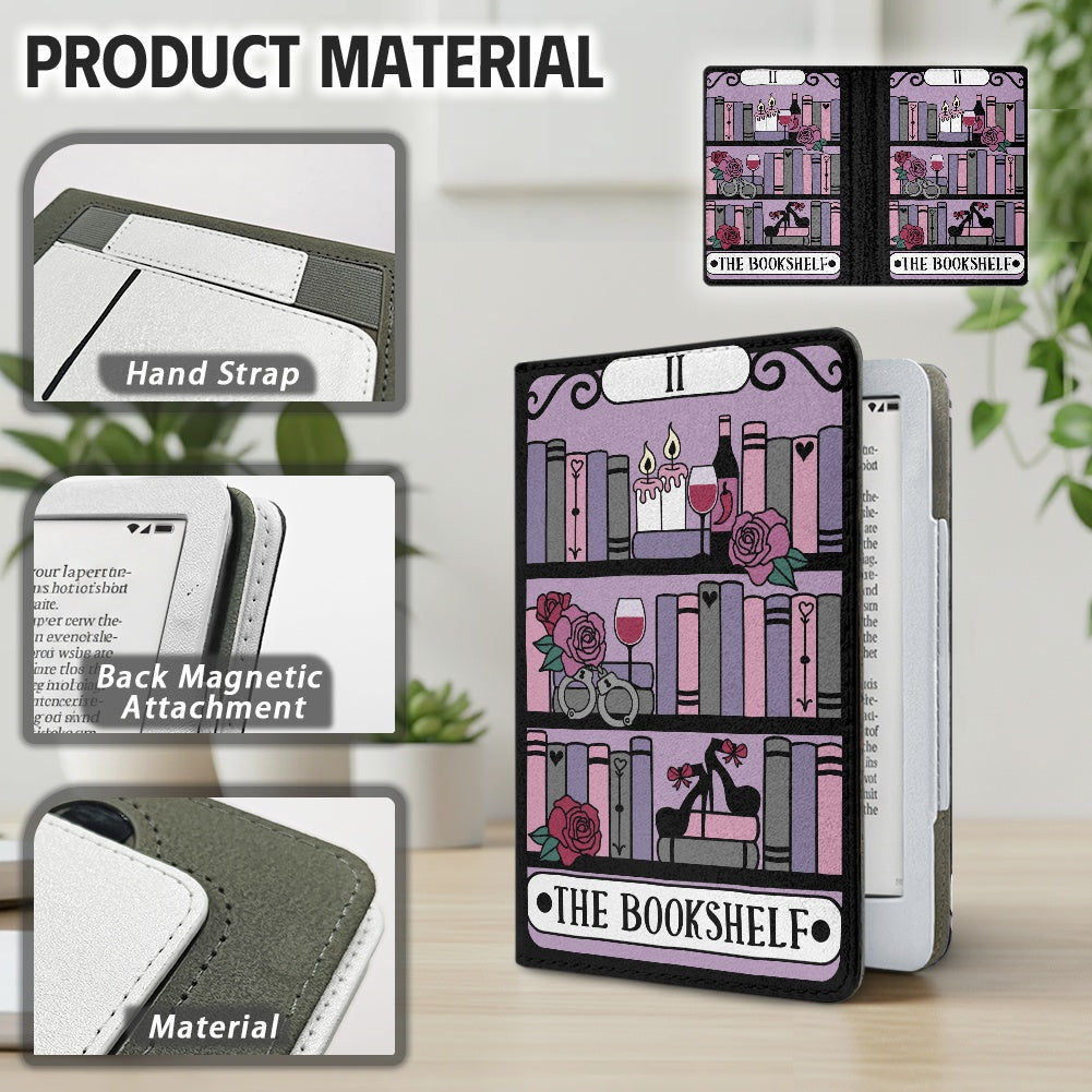 The bookshelf reader tarot style PU cover for Kindle paperwhite 11th 12th generation wallet style e-reader case in vegan leather