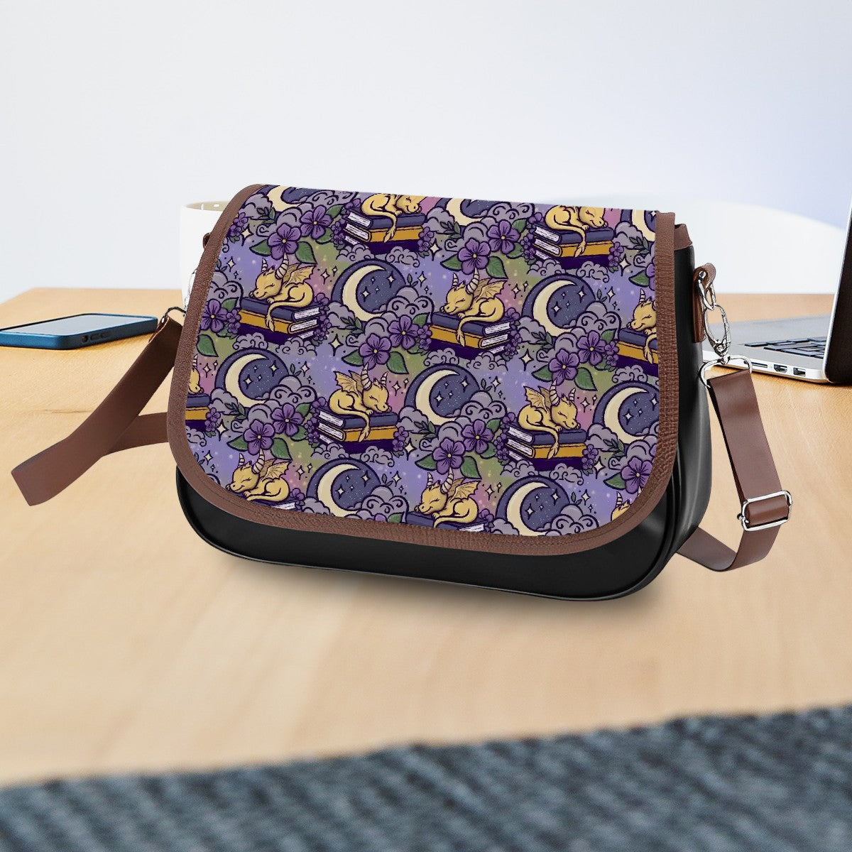 Sleeping gold book dragons bookish satchel handbag