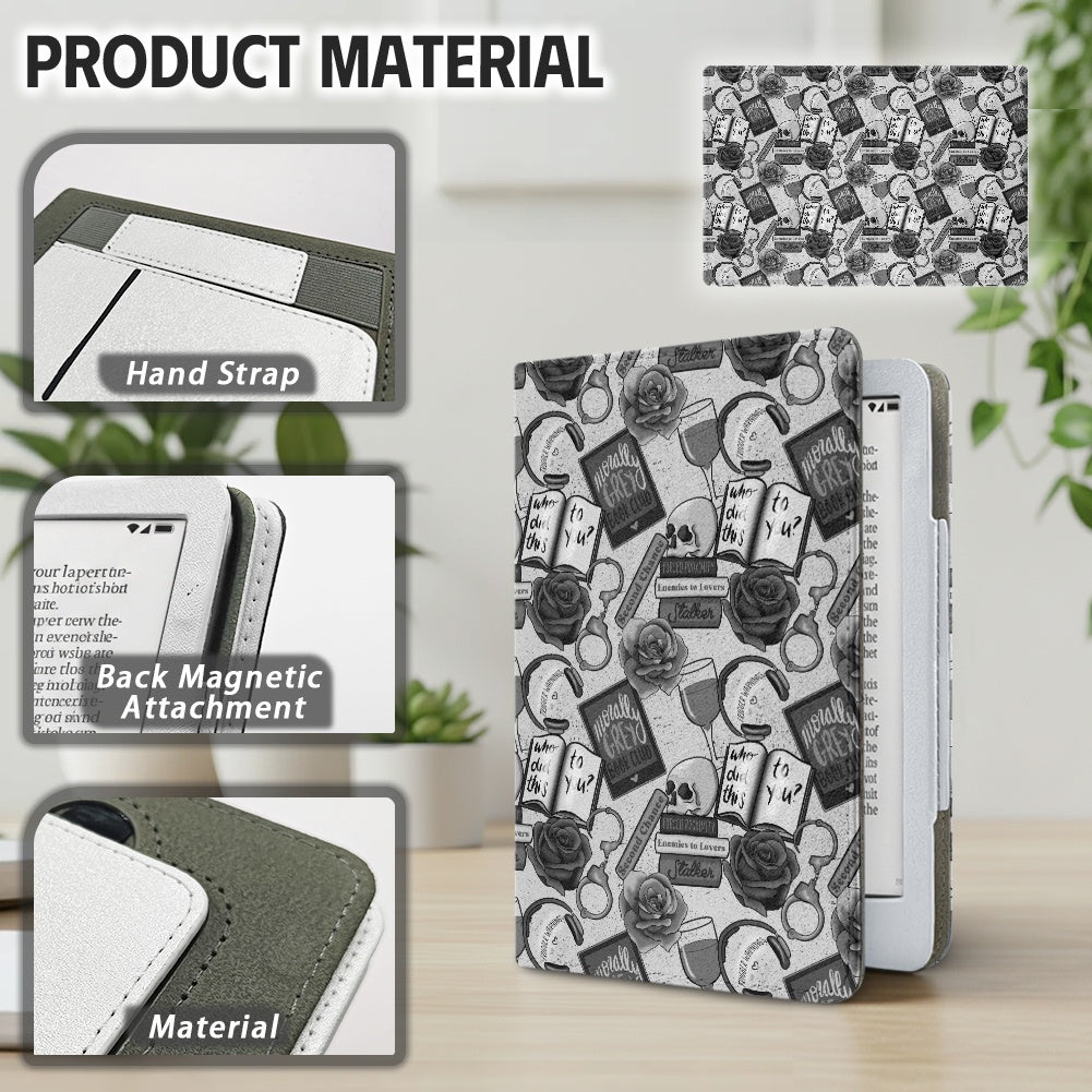 Morally grey bookish PU cover for Kindle paperwhite 11th and 12th generation