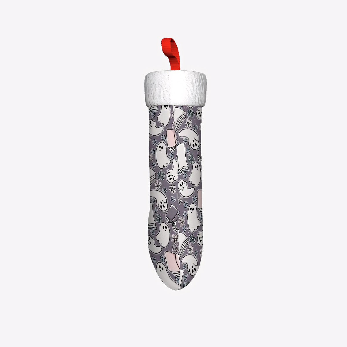 Cartoon book ghosts bookish christmas stocking