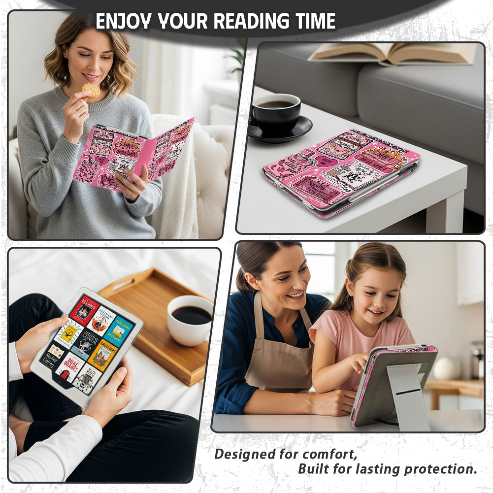 The smut reader sticker style PU cover for Kindle paperwhite 11th 12th generation wallet style e-reader case in vegan leather