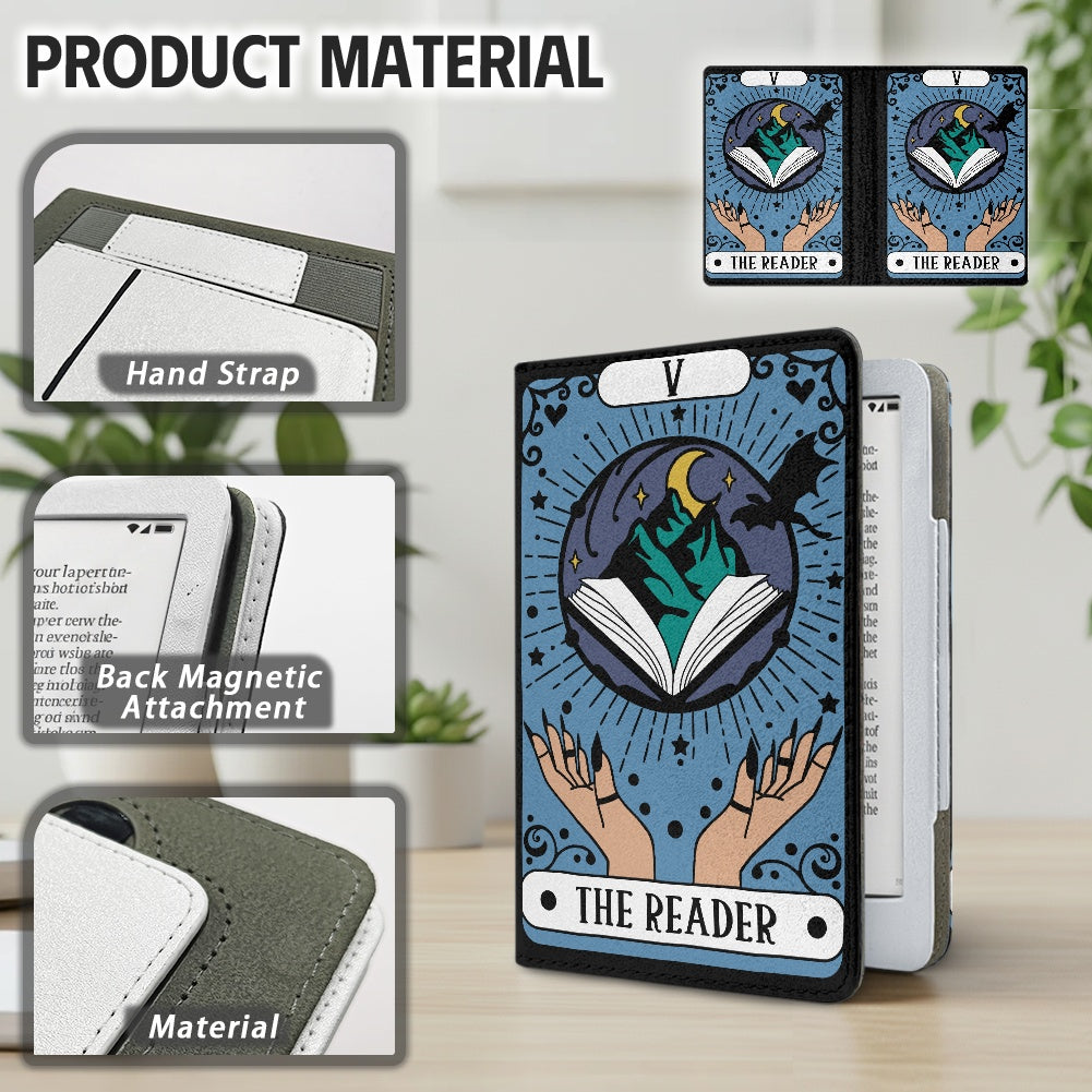The Reader tarot style PU cover for Kindle paperwhite 11th 12th generation wallet style e-reader case in vegan leather