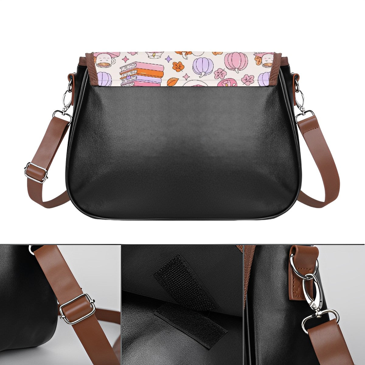 Cute bookish pumpkin ghosts bag satchel style handbag
