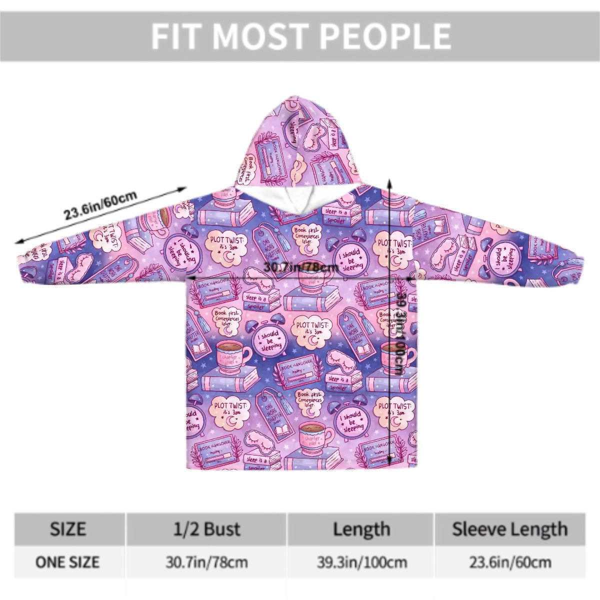 3am reading club ombre bookish blanket hoodie