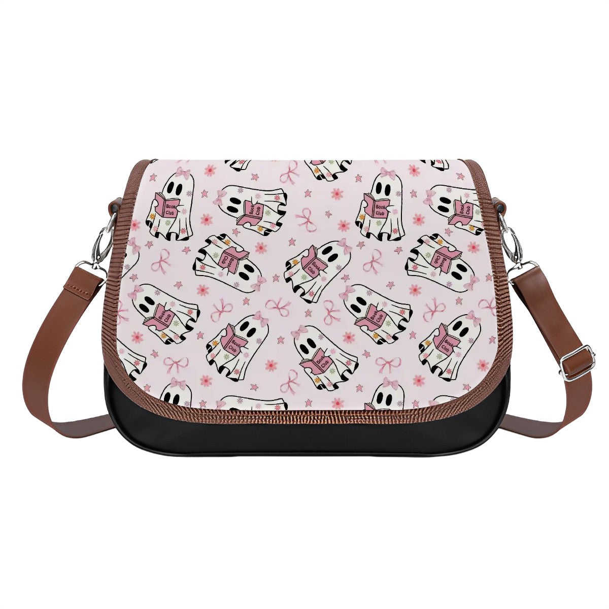 Cute reading ghosts bookish vegan leather bag satchel handbag