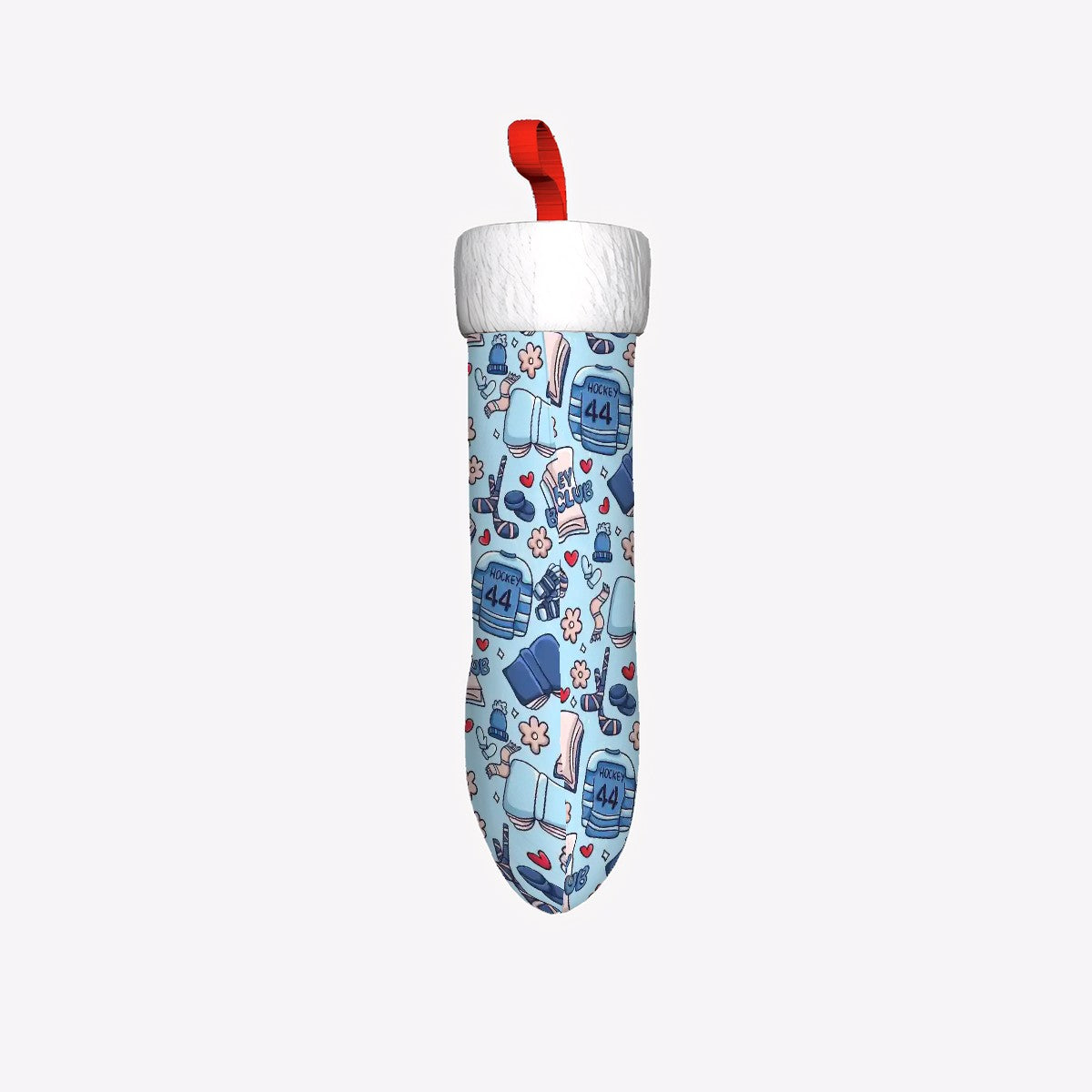 Cartoon hockey romance bookish christmas stocking