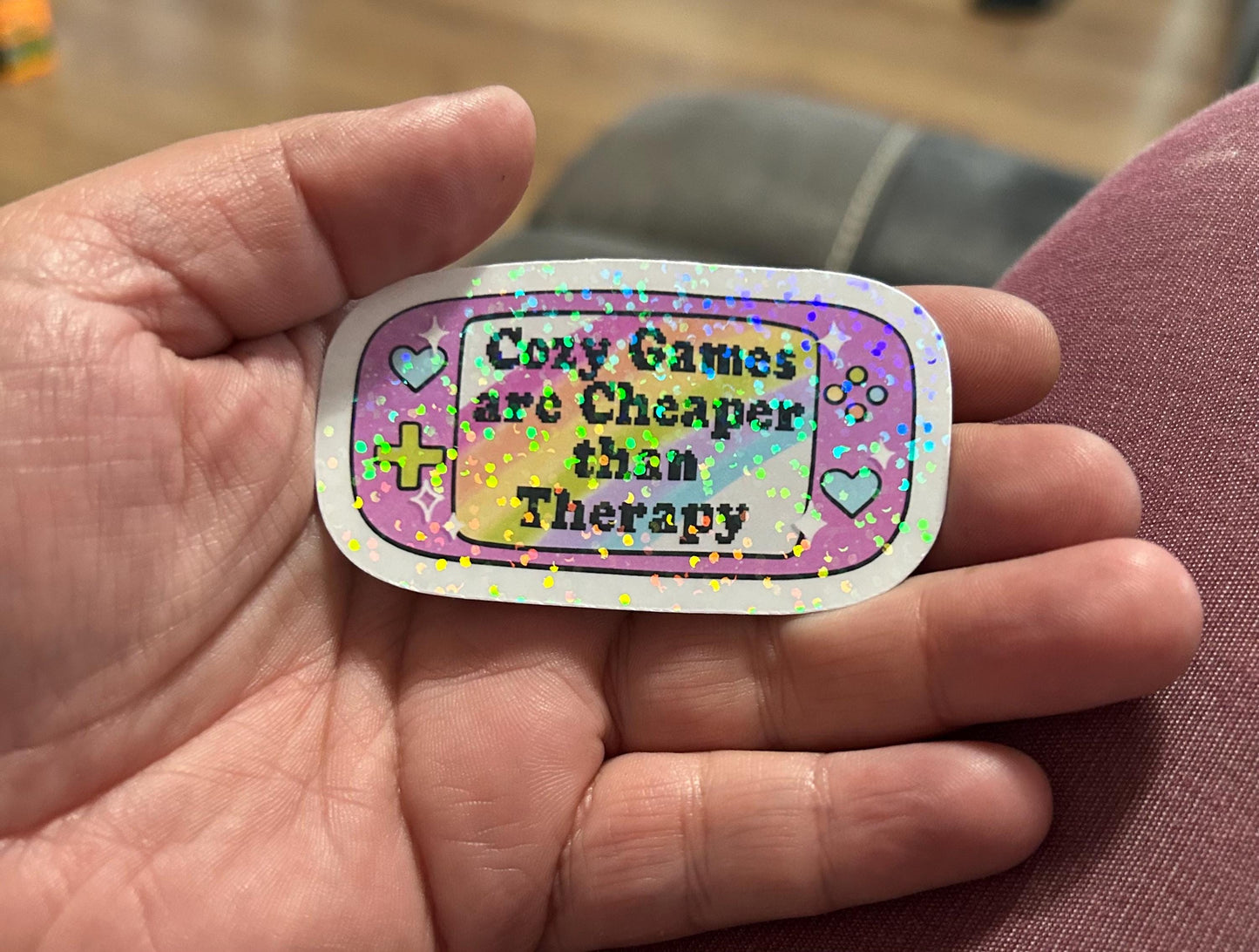 Cozy games are cheaper than therapy gamer glossy sticker mental health anxiety sticker for kindle, kindle decal decoration