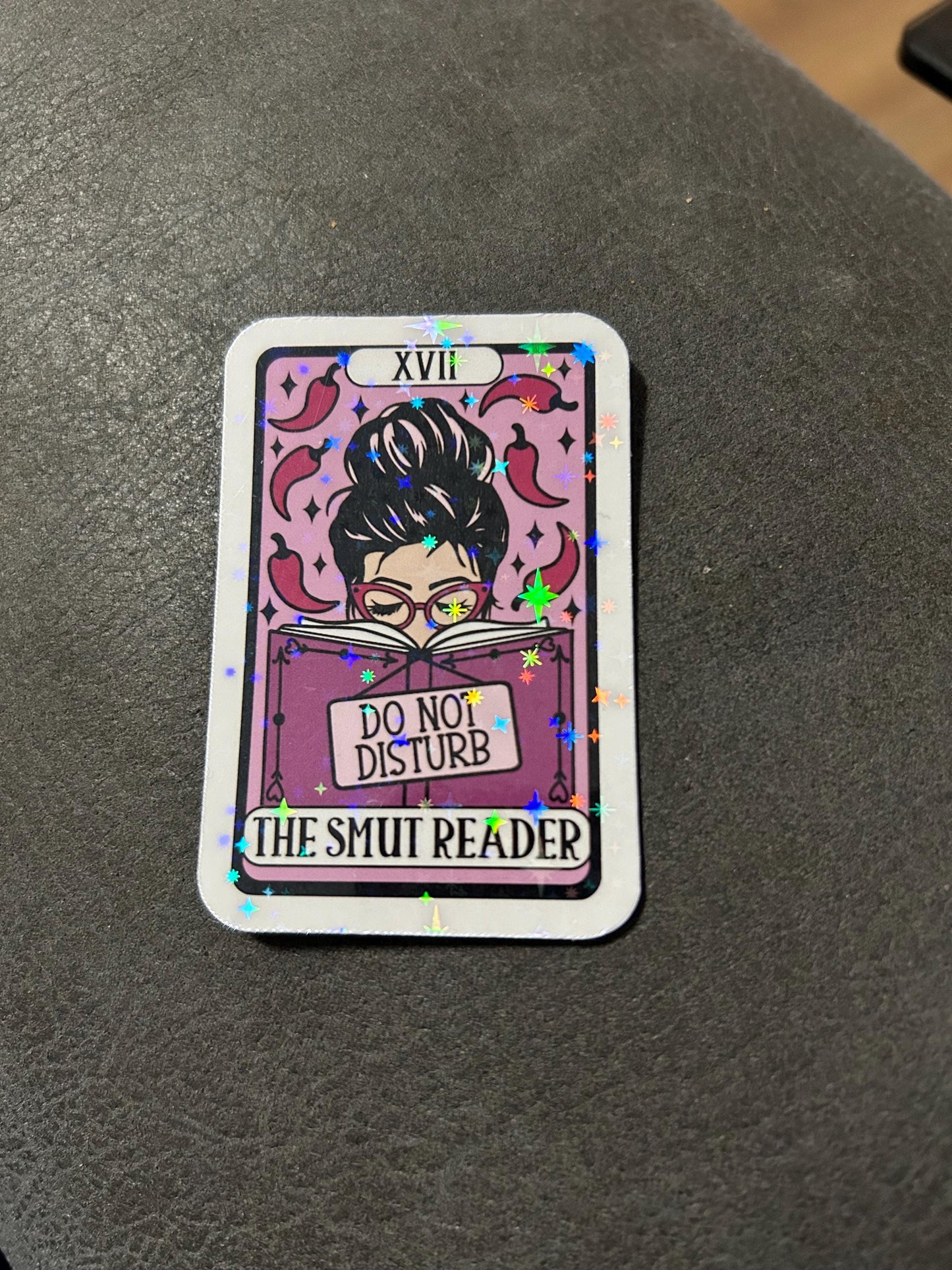 The smut smutty romance tarot reader sparkle or glossy sticker bookish book lover reader sticker for kindle, kindle decal decoration