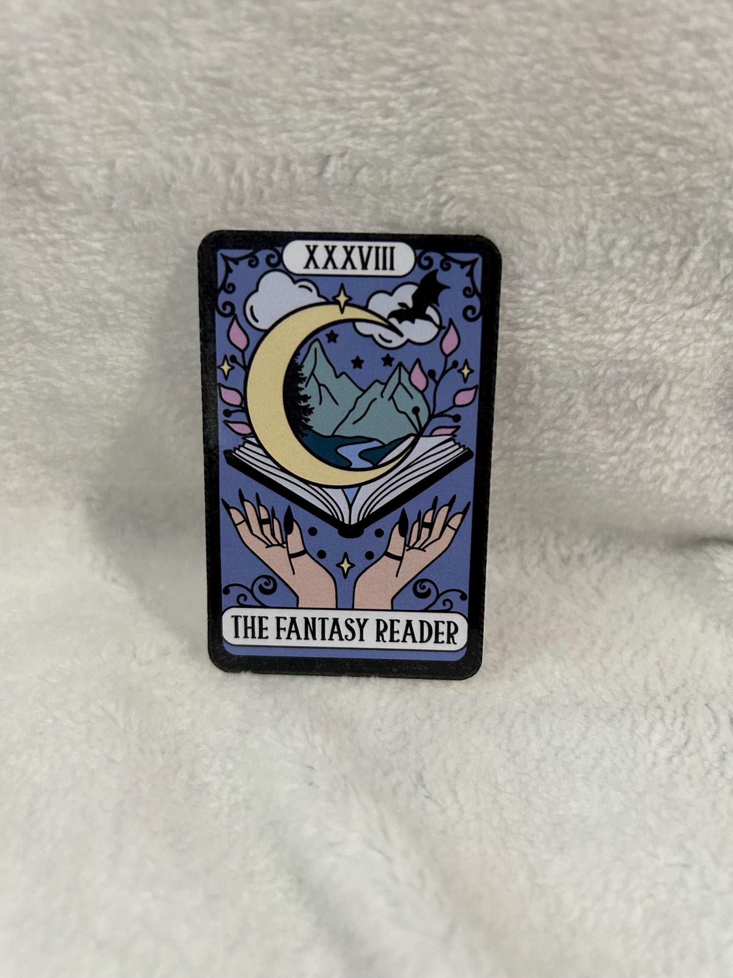 The fantasy reader trope reader tarot card style glossy sticker bookish book lover reader sticker for kindle, kindle decal decoration smutty