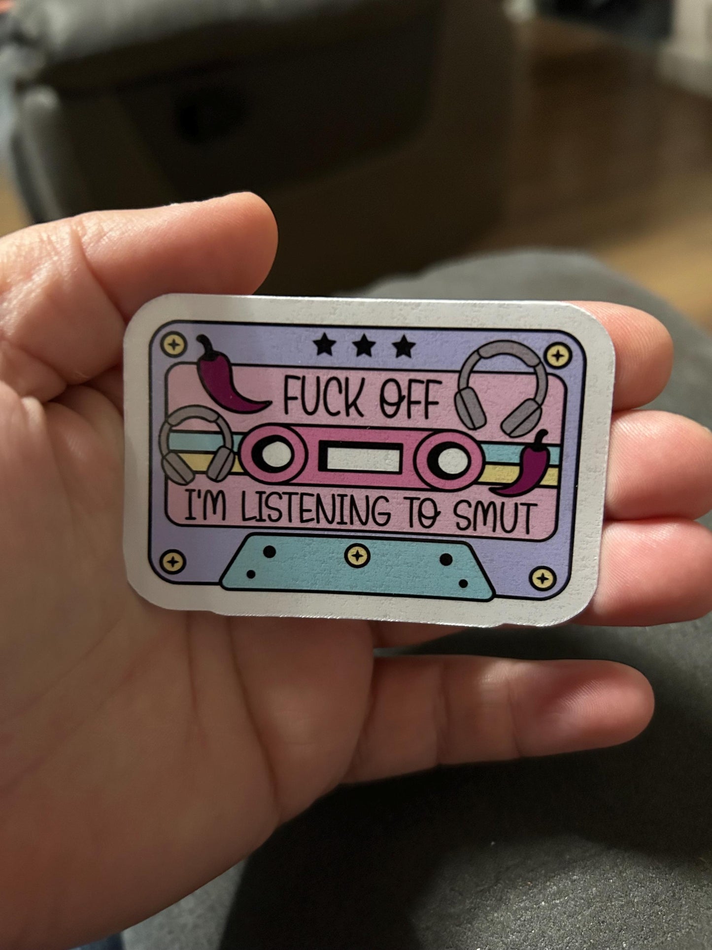 Fuck off I’m listening to smut audio book lover glossy sticker bookish book lover reader sticker for kindle, kindle decal decoration,