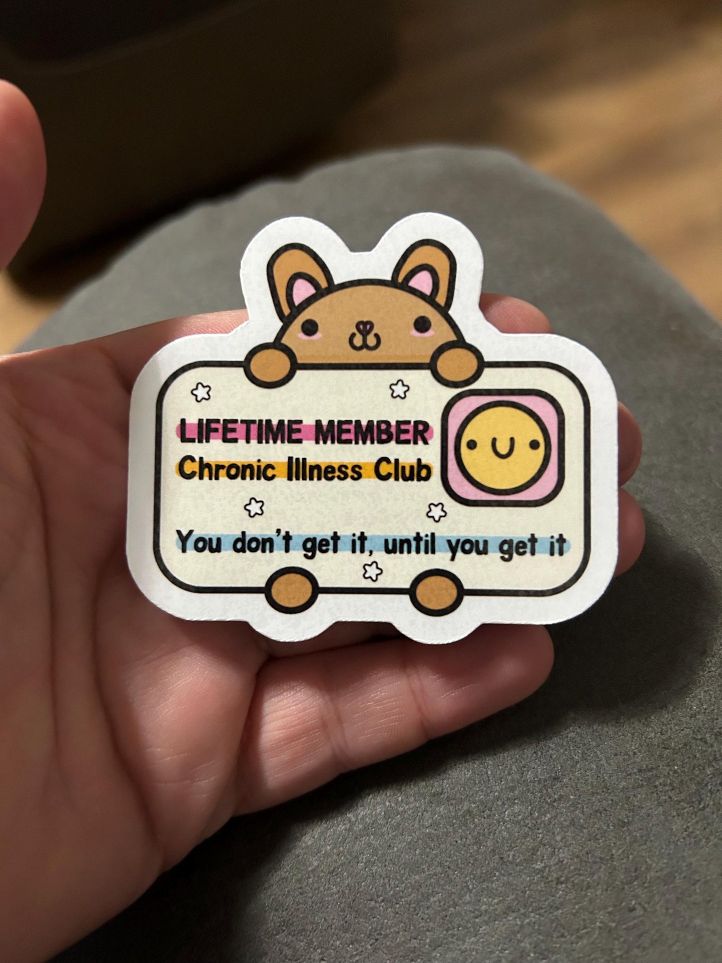 Lifetime member of the chronic illness club motivational glossy sticker mental health anxiety sticker for kindle, kindle decal decoration