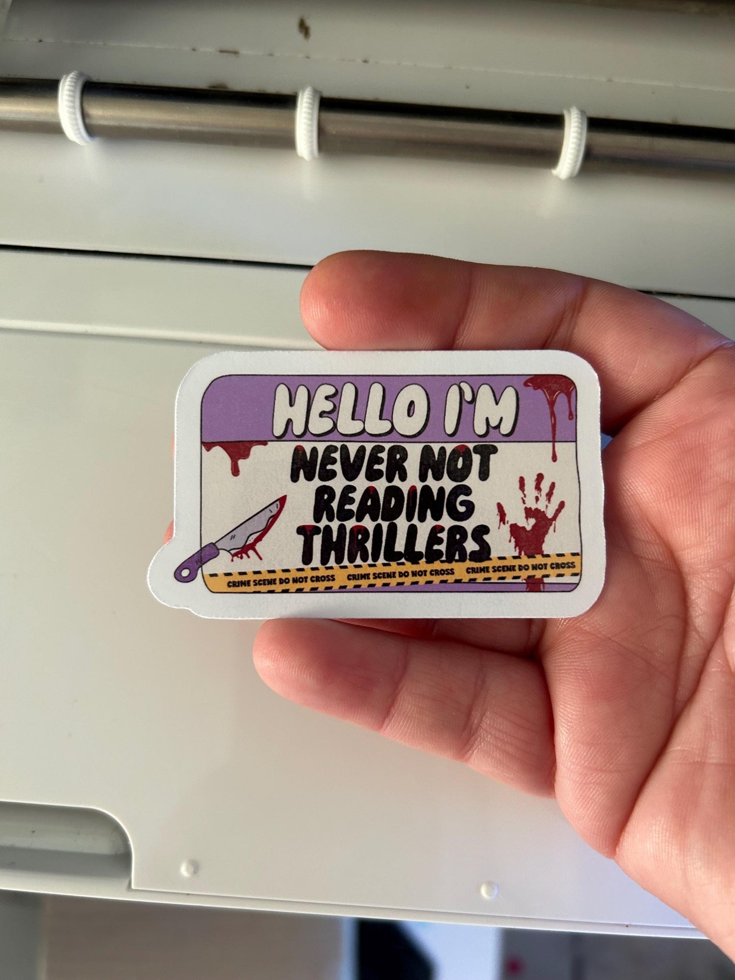 Hello I’m never not reading thrillers glossy sticker bookish book lover reader sticker for kindle, kindle decal decoration, bookish gift