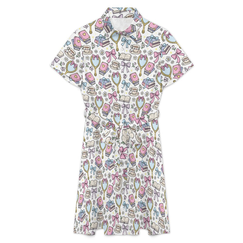 Spring reading bookish shirt dress