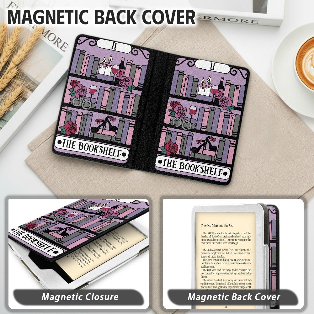 The bookshelf reader tarot style PU cover for Kindle paperwhite 11th 12th generation wallet style e-reader case in vegan leather