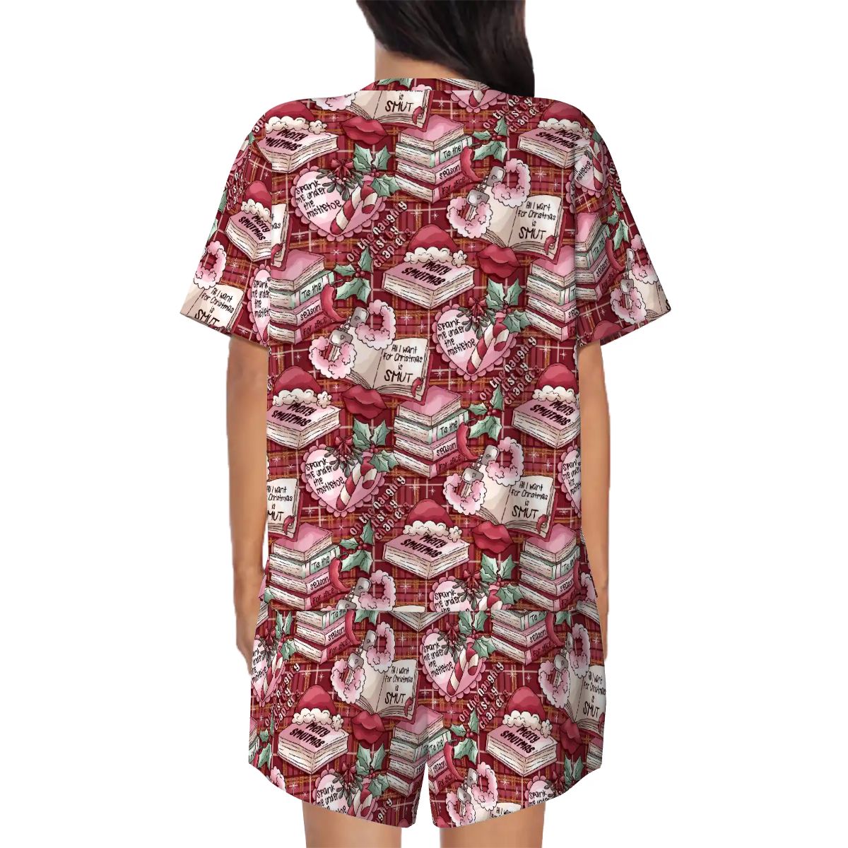Merry Smutmas bookish pjs pyjamas Pajama Sets  Crew Neck Short Sleeve