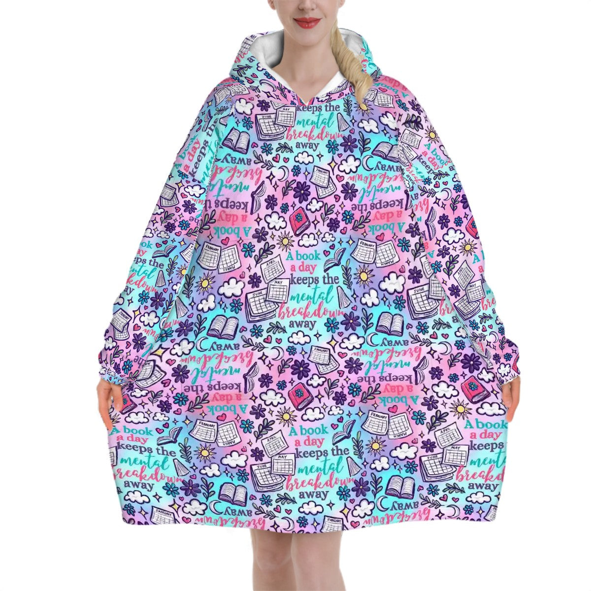 A book a day keeps the mental breakdown away hooded blanket. Please read product description