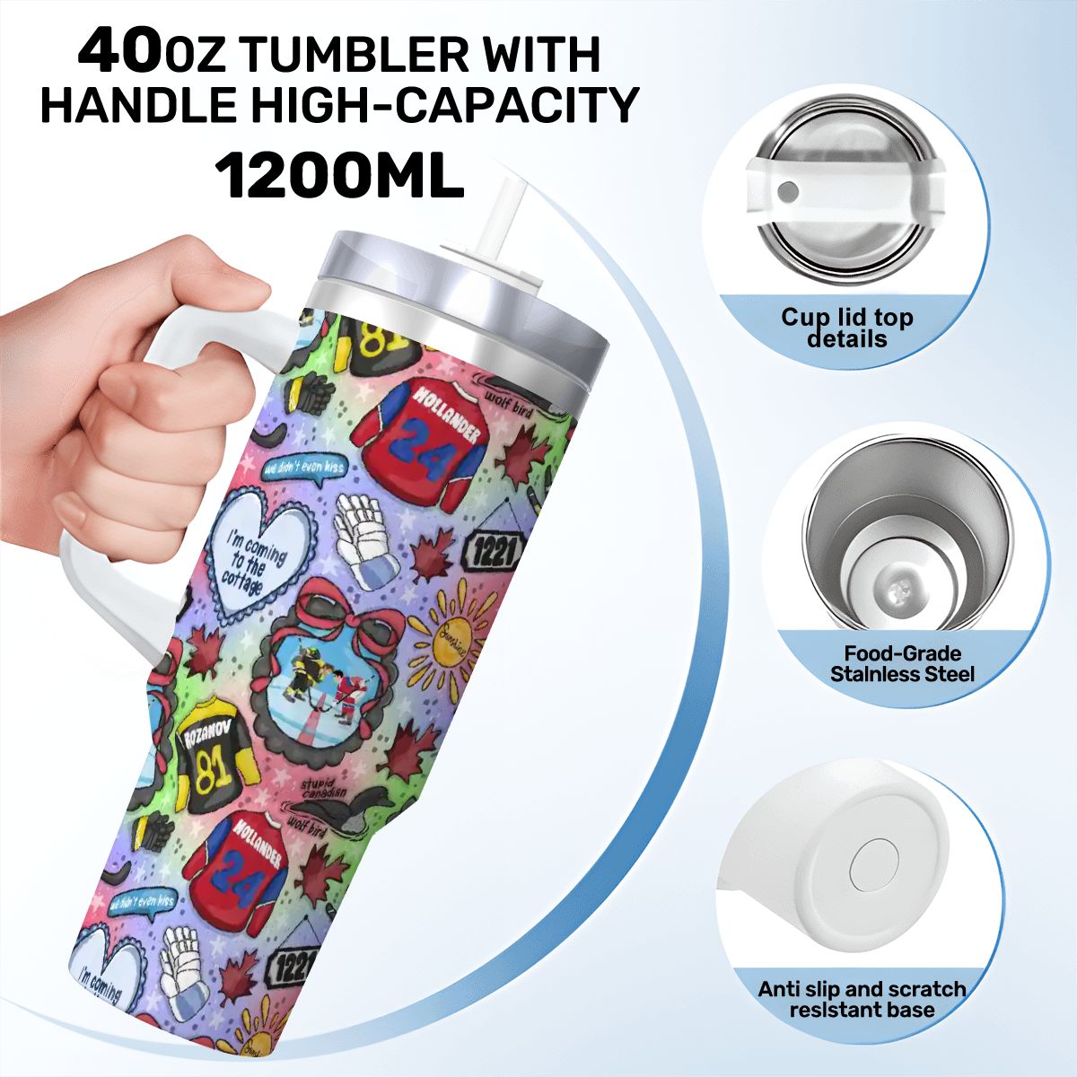 Heated Hockey mm romance bookish 40oz travel mug