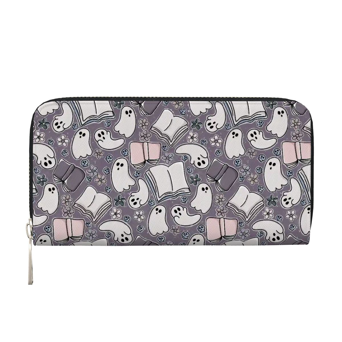 Cartoon bookish ghost vegan leather wallet purse
