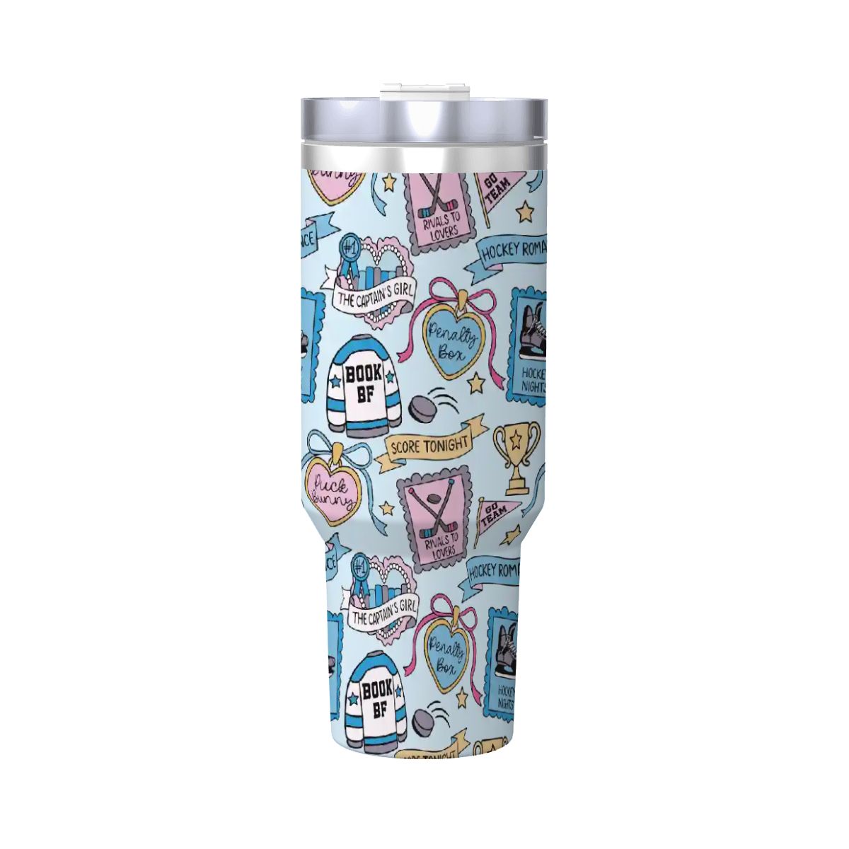 Hockey romance stamps booking 40oz travel mug