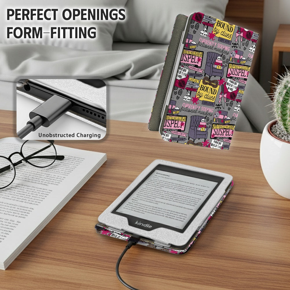 Armchair detective thriller reader PU cover for Kindle paperwhite 11th and 12th gen and coloursoft