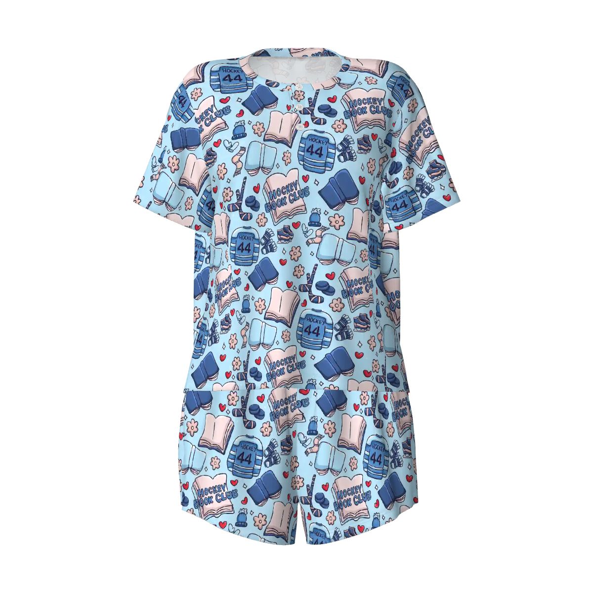 Cartoon hockey romance bookish pjs pajamas pyjamas