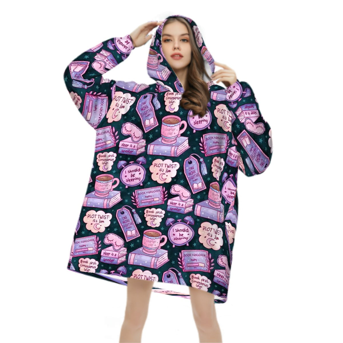 3am reading club teal bookish blanket hoodie