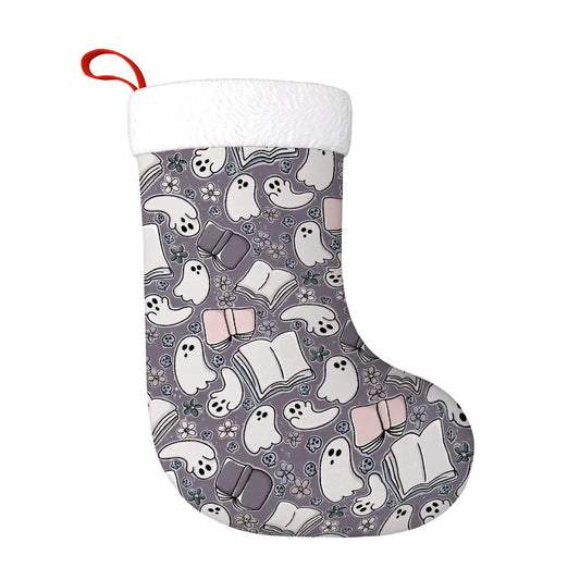 Cartoon book ghosts bookish christmas stocking