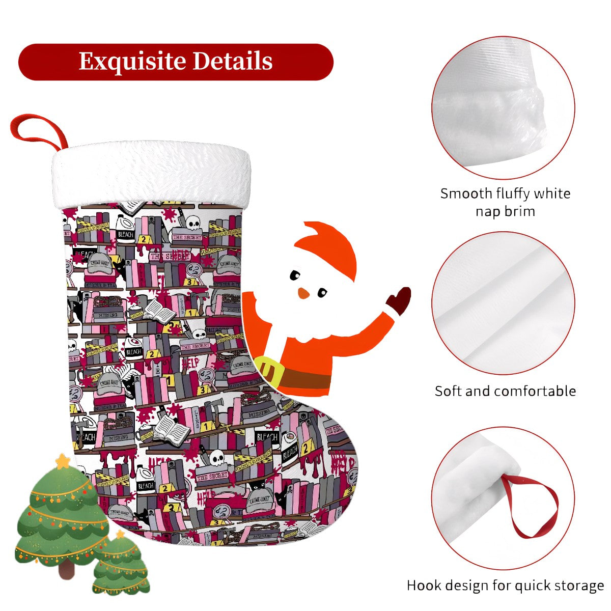Thriller book shelf bookish christmas stocking
