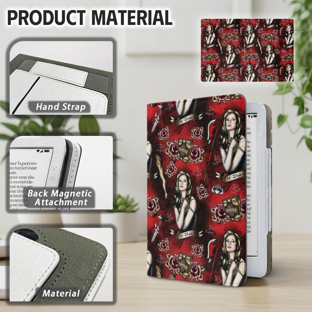 The Slayer PU cover for Kindle paperwhite 11th 12th gen vegan leather wallet style case