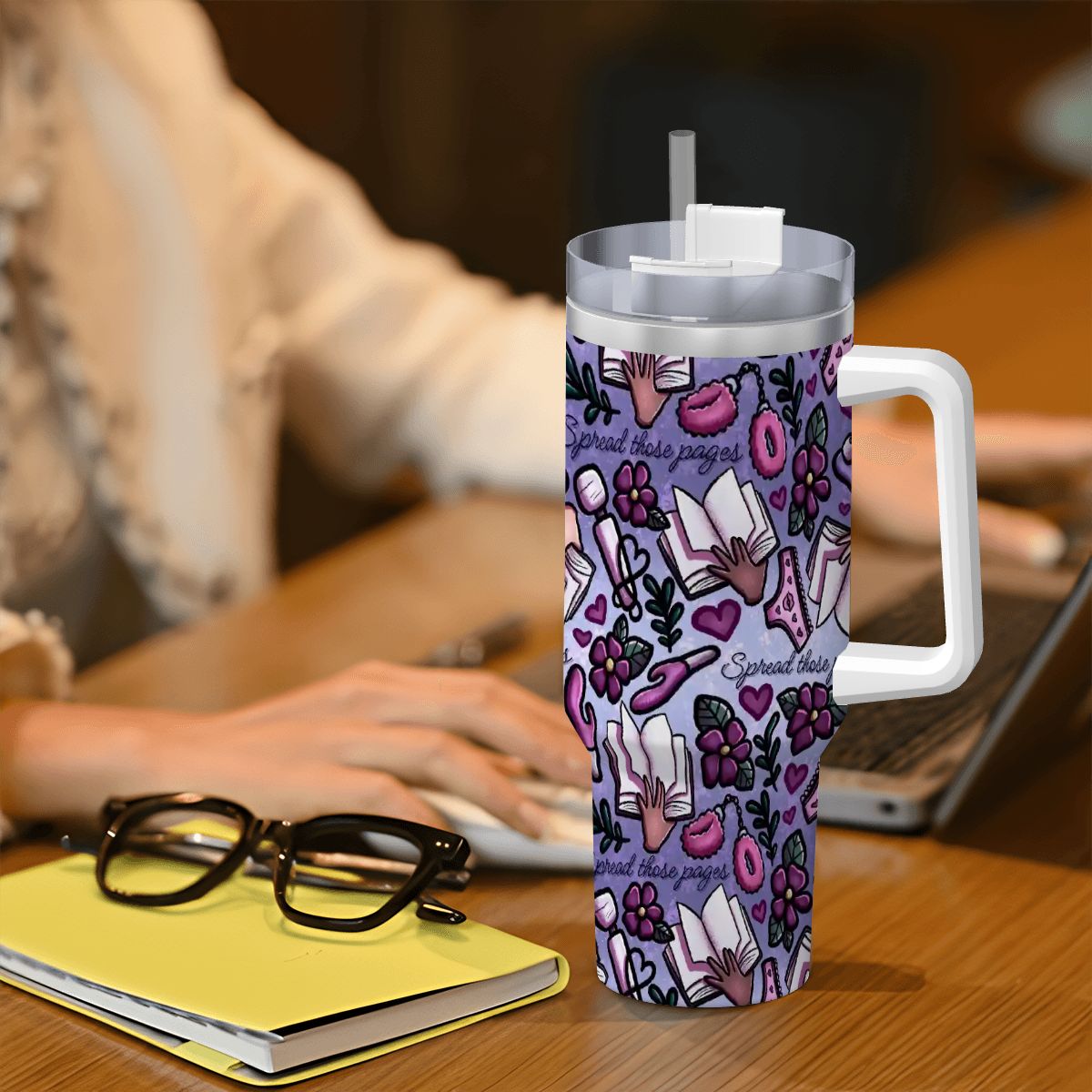 Spread those pages bookish smutty travel mug 40oz