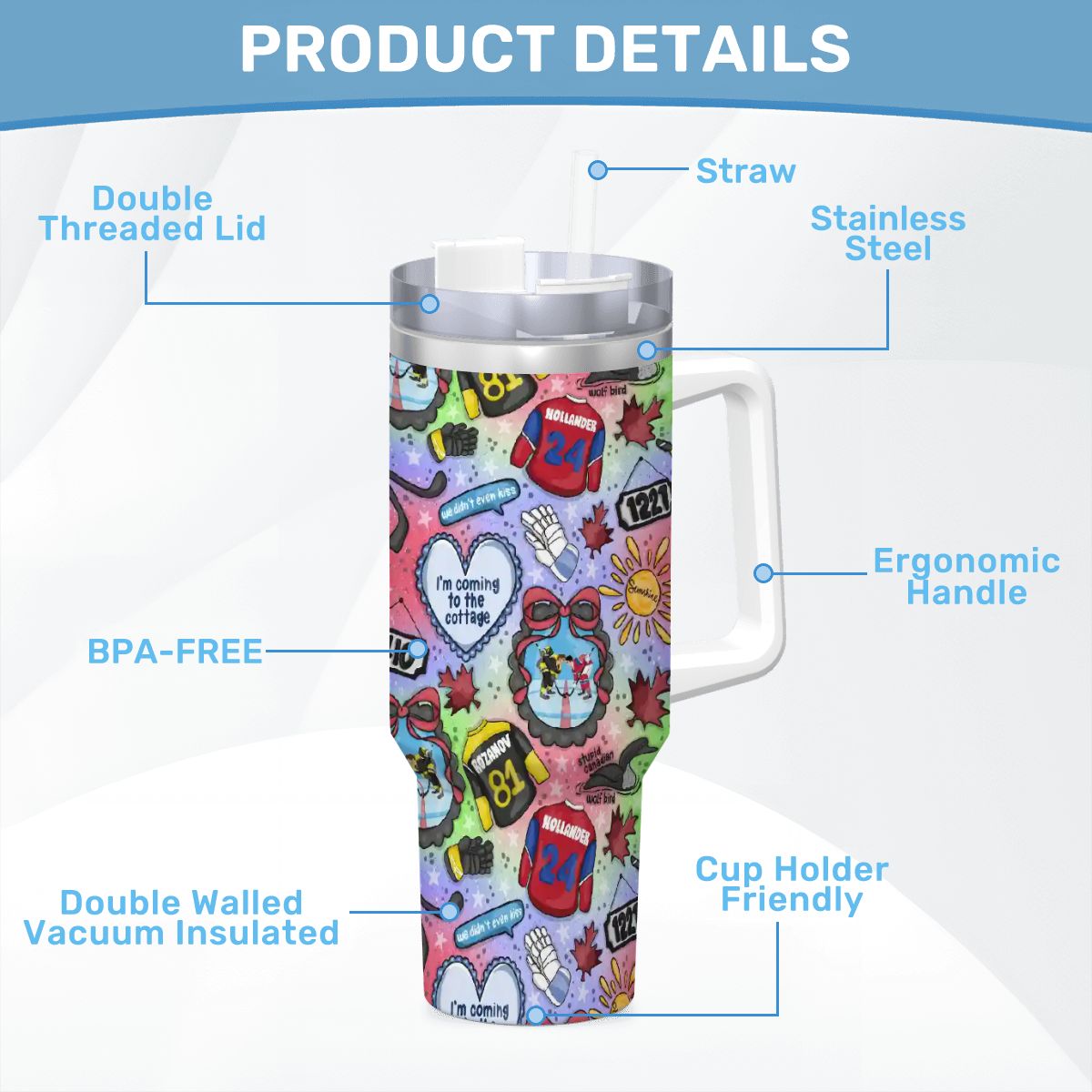 Heated Hockey mm romance bookish 40oz travel mug