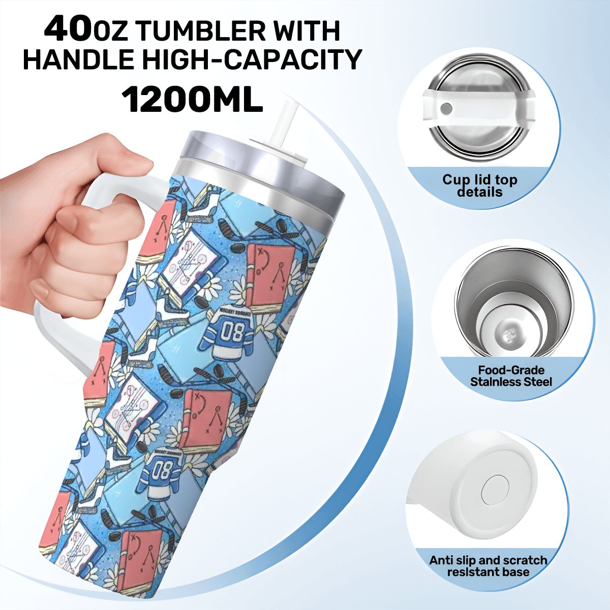 Hockey romance bookish 40oz travel mug