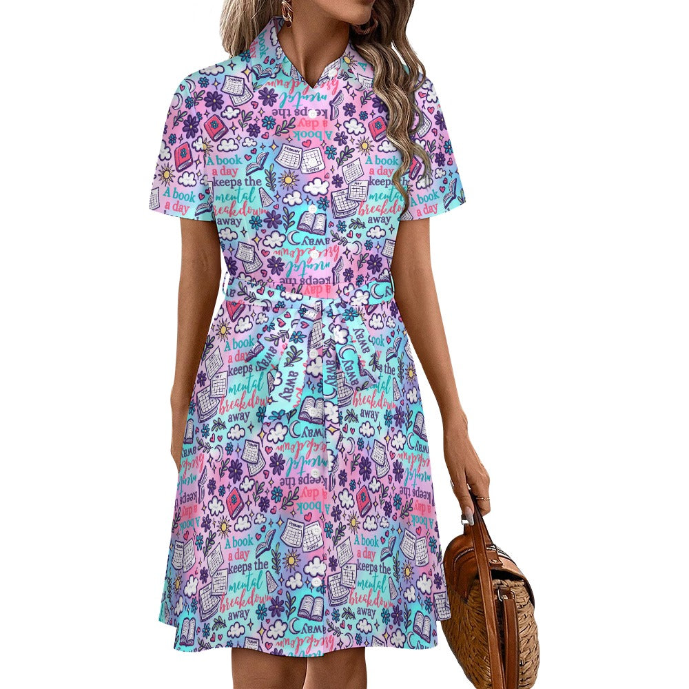 A book a day keeps the breakdown away bookish shirt dress