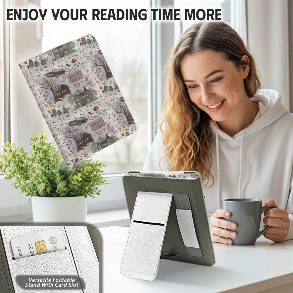 mystic falls PU cover for Kindle paperwhite 11th 12th gen vegan leather wallet style case