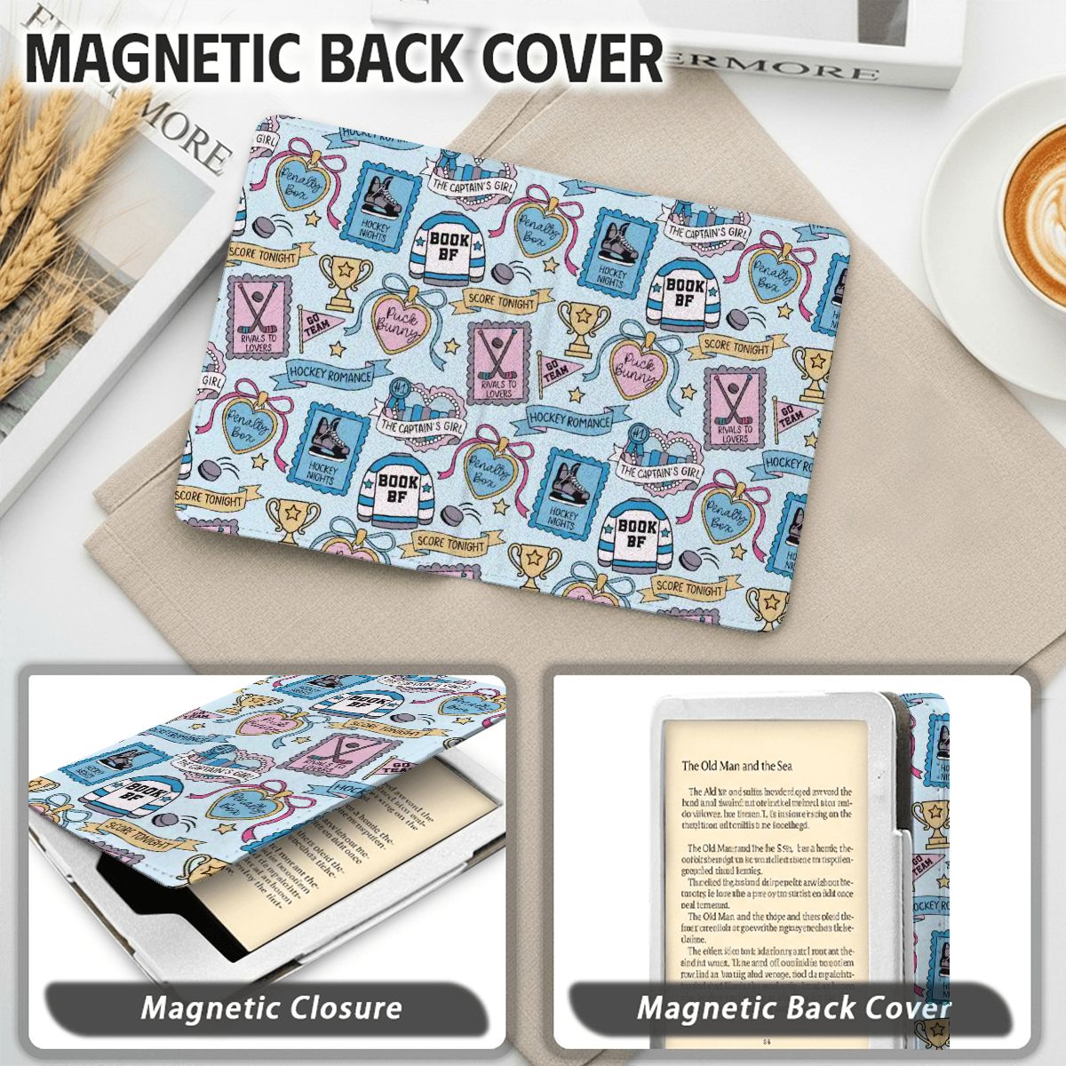 Hockey Romance stamps kindle case for paperwhite 11th 12th gen and coloursoft