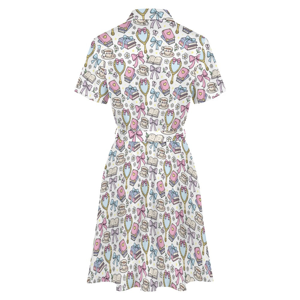 Spring reading bookish shirt dress