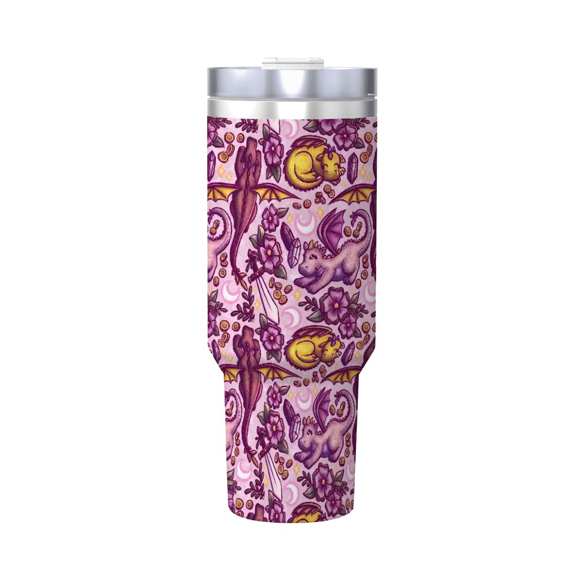 Dragons and swords bookish romantasy fantasy 40oz travel mug