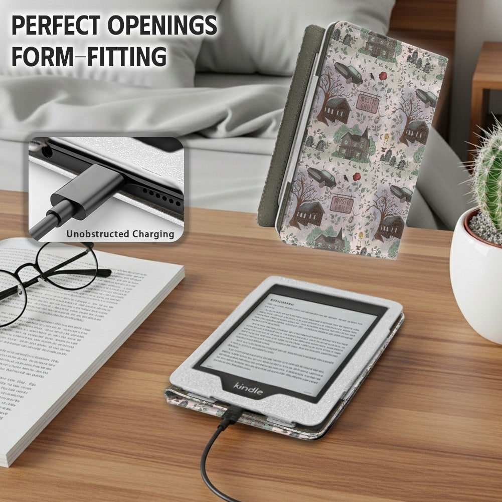 mystic falls PU cover for Kindle paperwhite 11th 12th gen vegan leather wallet style case