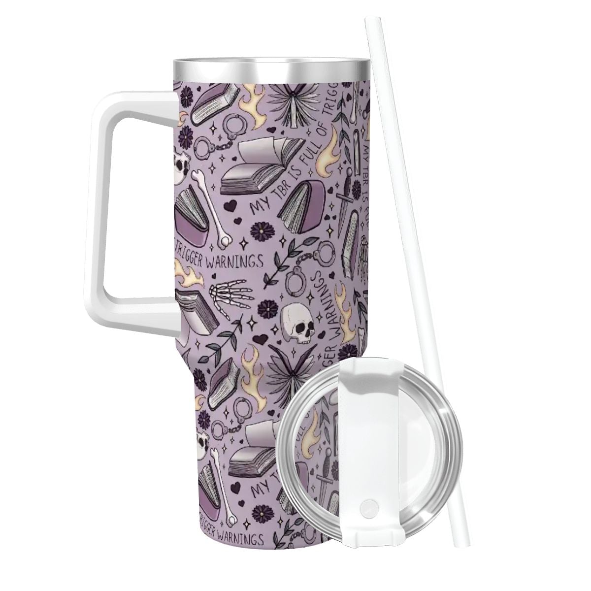 My TBR is full of trigger warnings bookish 40oz travel mug