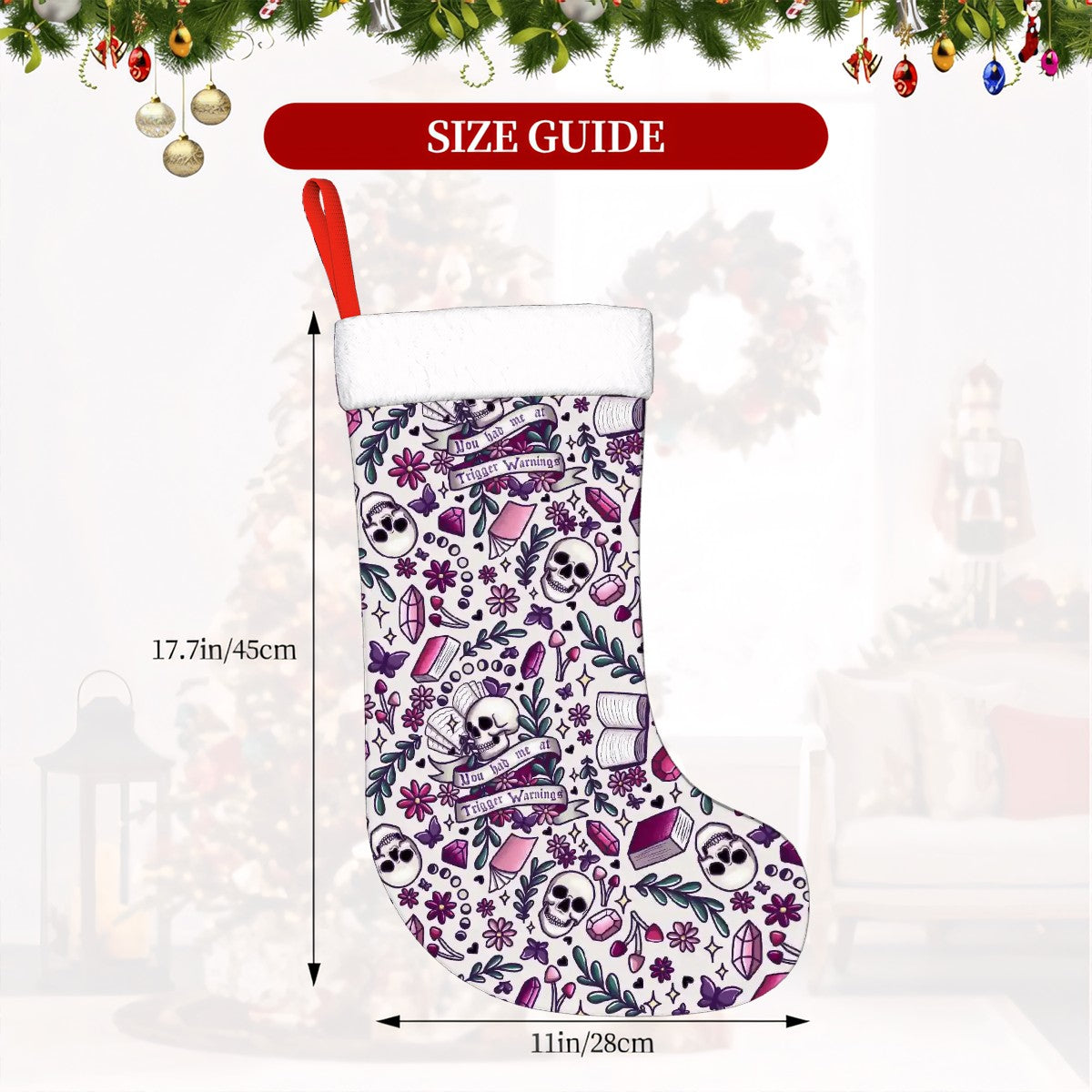 You had me at trigger warnings bookish dark romance Plush Christmas Stockings