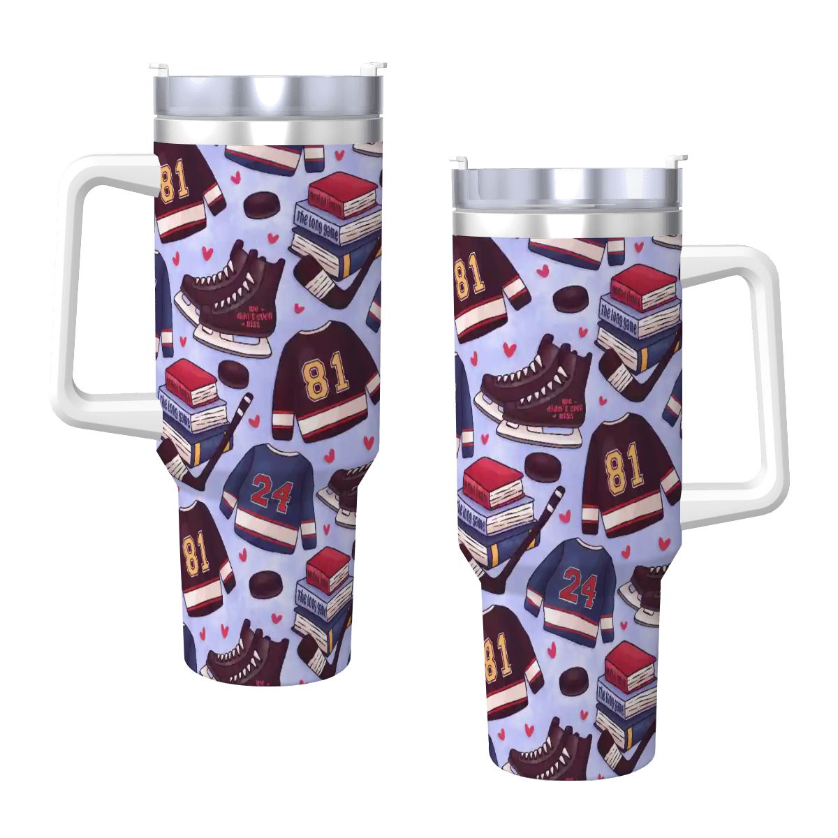 Heated hockey blue bookish 40oz travel mug