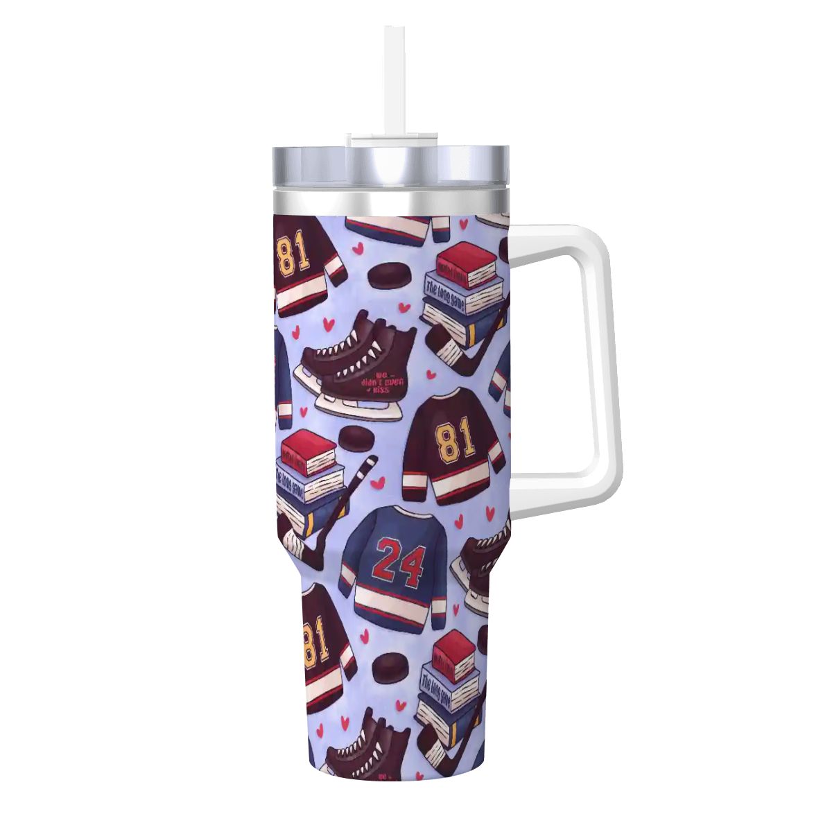 Heated hockey blue bookish 40oz travel mug