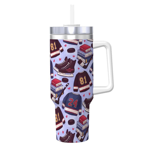 Heated hockey blue bookish 40oz travel mug