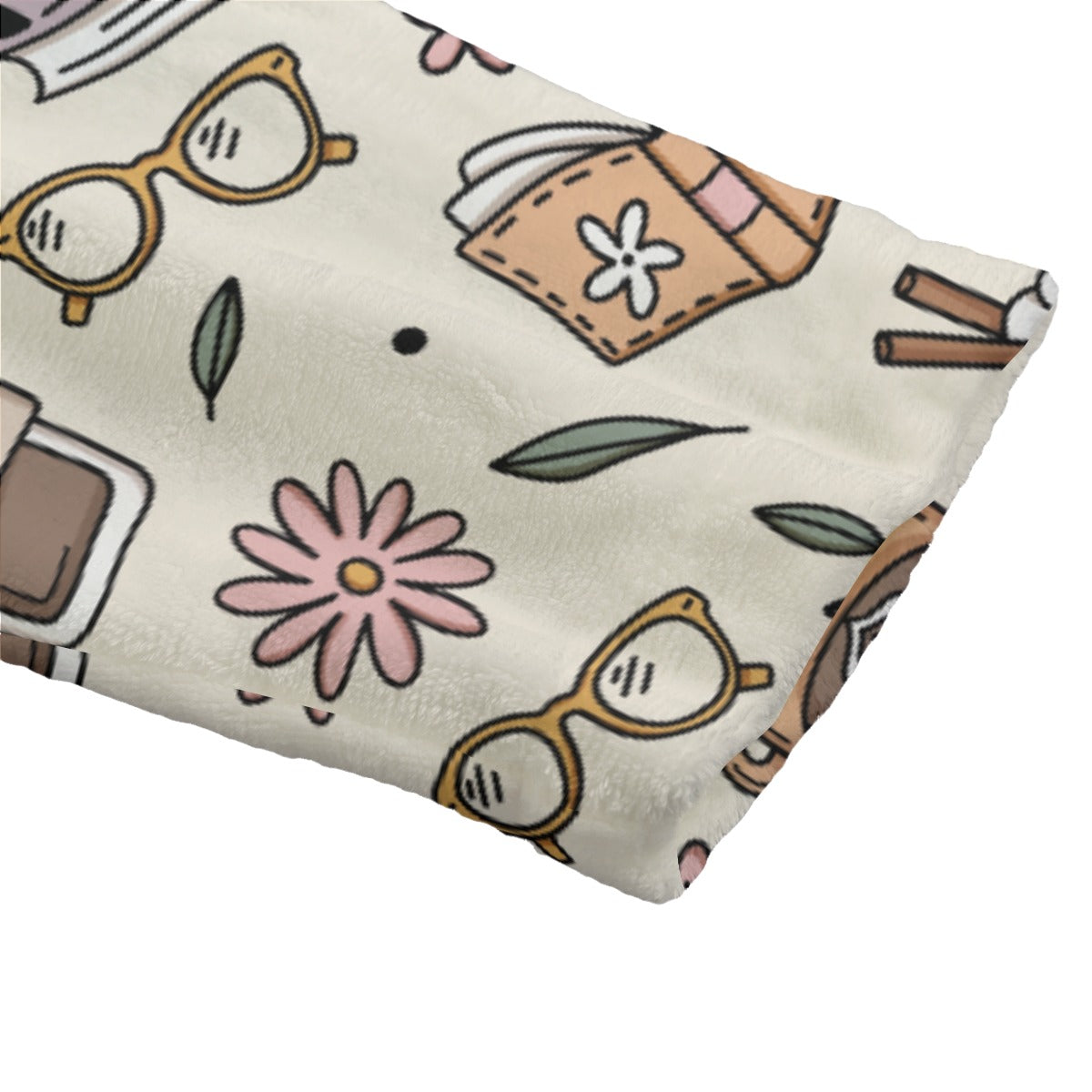 Books and coffee bookish All-Over Print Unisex Flannel Hooded bathrobe dressing gown robe