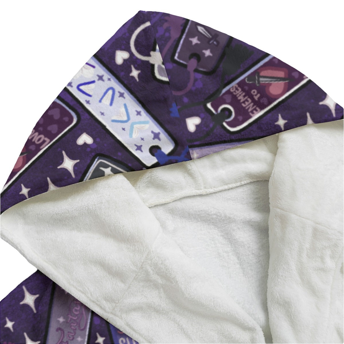 Book marks tropes and genres bookish All-Over Print Unisex Flannel Hooded bathrobe dressing gown robe