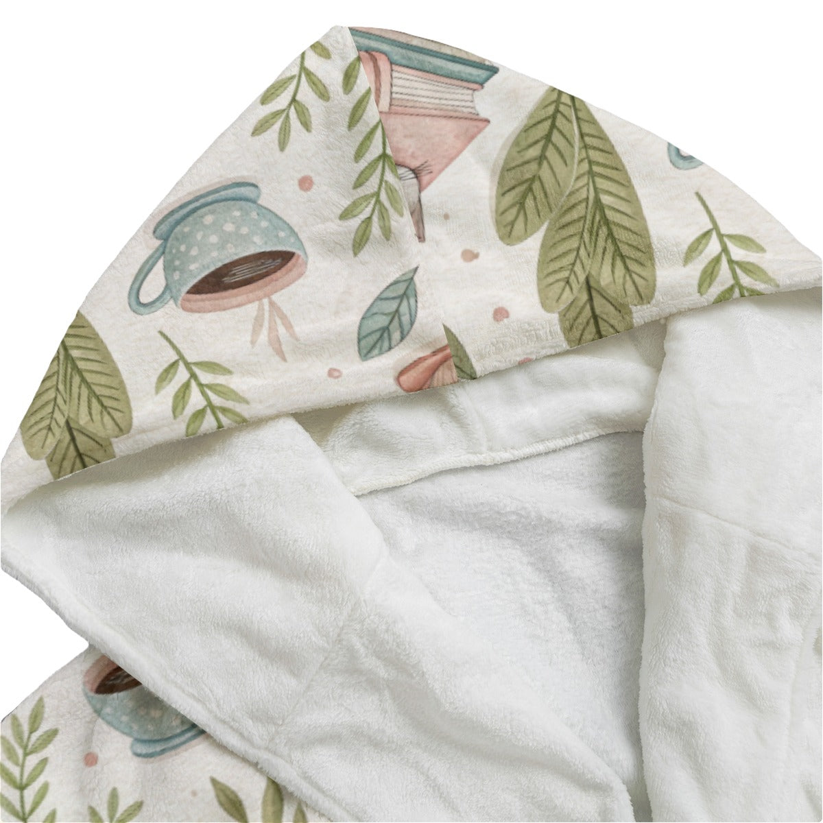 Books cats and coffee bookish All-Over Print Unisex Flannel Hooded bathrobe dressing gown robe