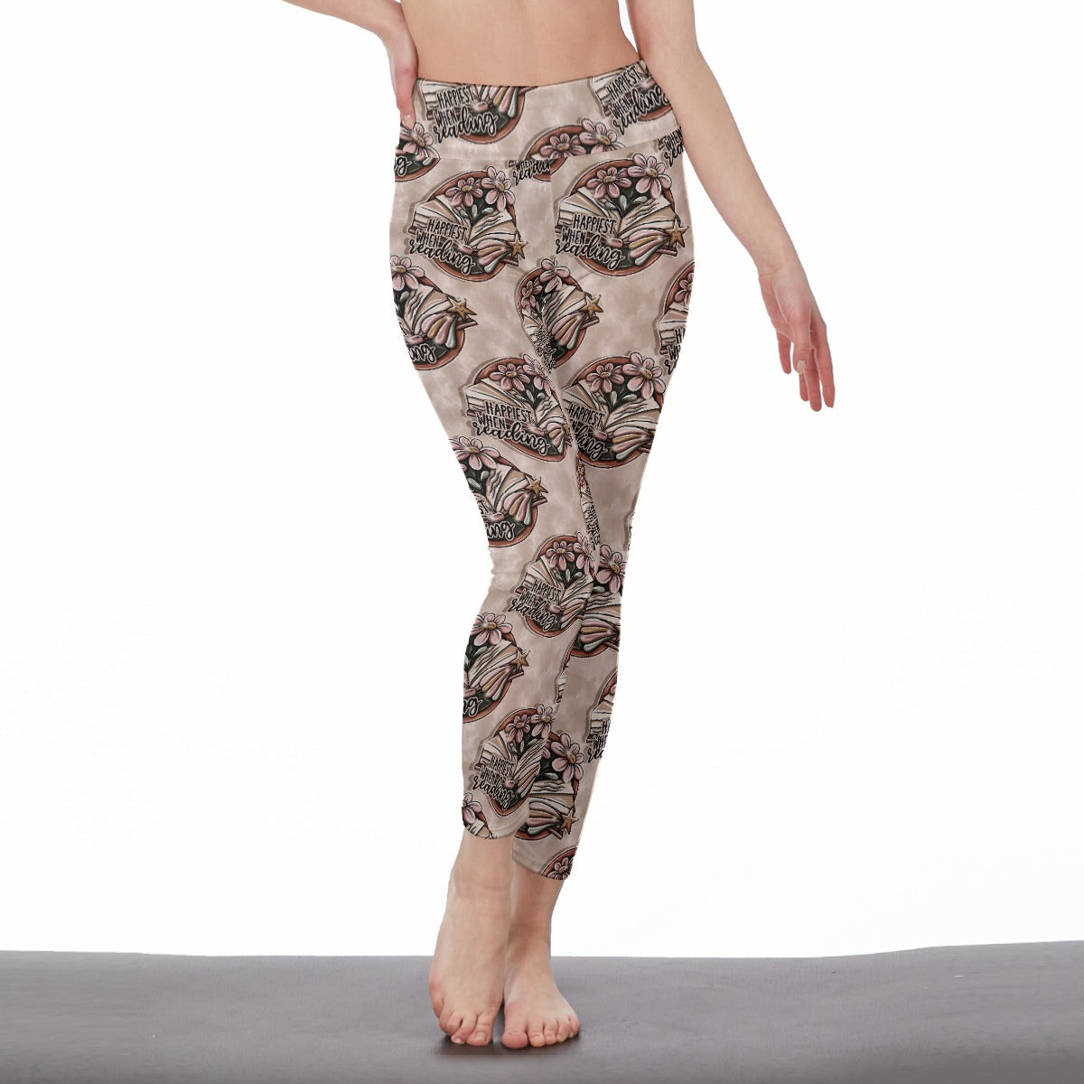 Happiest when reading bookish All-Over Print Women's High Waist Leggings